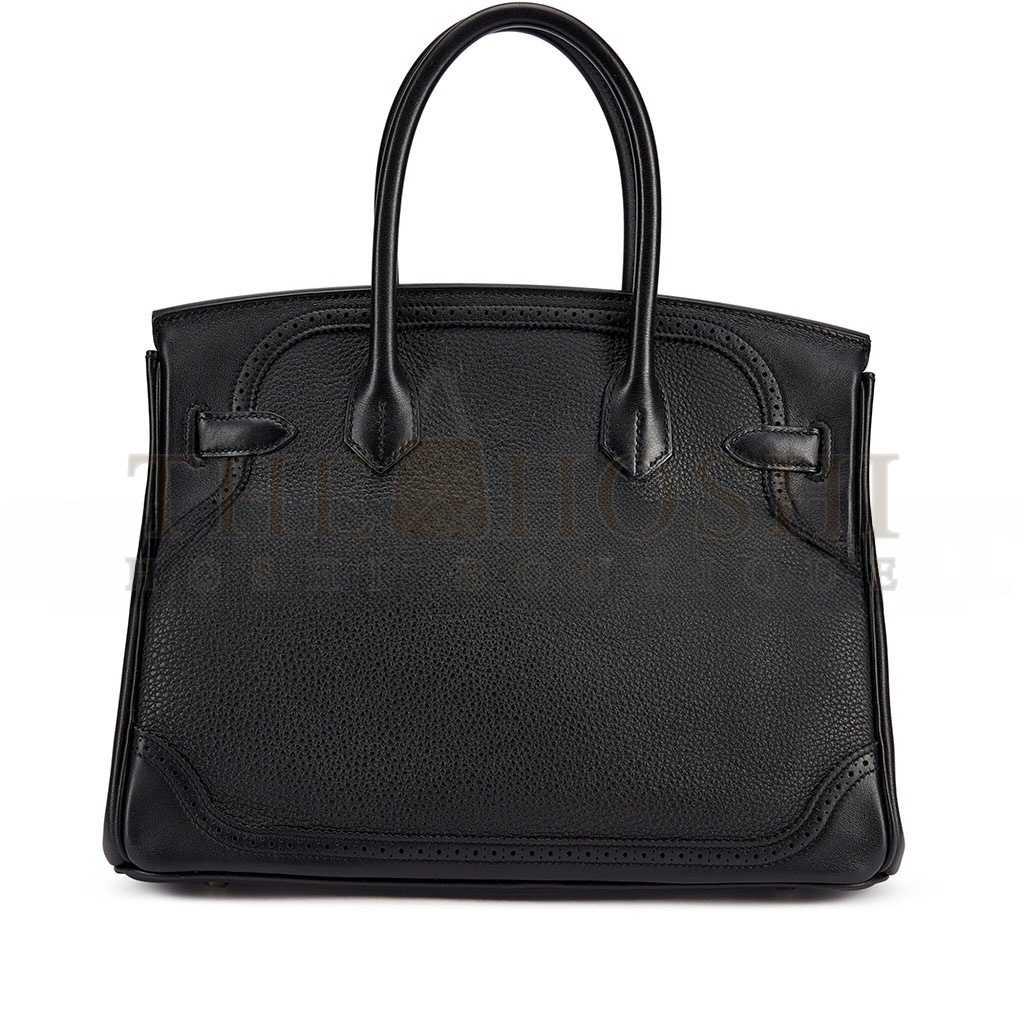 H**me5 BIRKIN 30 SWIFT AND TOGO LACE SERIES BLACK BAG GOLD BUCKLE H082653CK62 (30*22*15cm) Master Quality